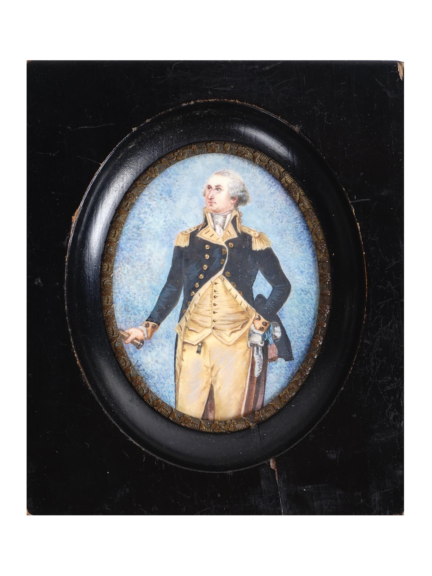 ANTIQUE MINIATURE PORTRAIT OF GEORGE WASHINGTON PIC-0